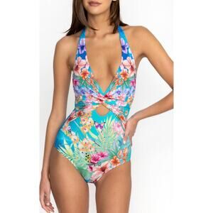 NWT Johnny Was Water Tropic Tie Dye Twist Keyhole One Piece Swim Suit Sz Medium